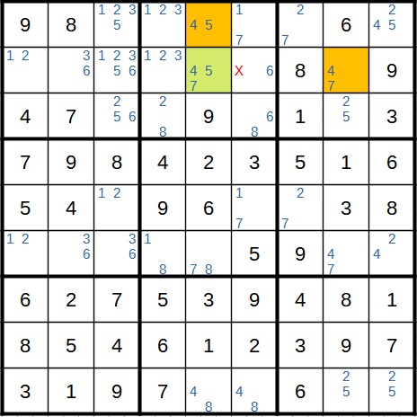 Sudoku Beispiel 1 Schritt 17 XYZ-Wing